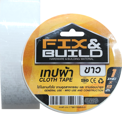 [1004211] เทปผ้า ขาว 2"x9M FIX&BUILD+