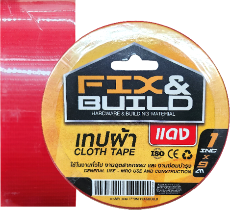 [1004213] เทปผ้า แดง 1.5"x9M FIX&BUILD+