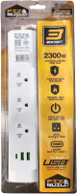 [1006316] ปลั๊กคอม3ที่1สวิทซ์ FB301 USB-C 3m FIX&BULID
