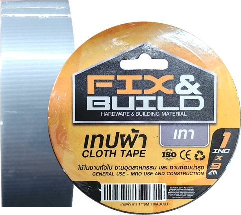 [1004222] เทปผ้า เทา 1.5"x9M FIX&BUILD+