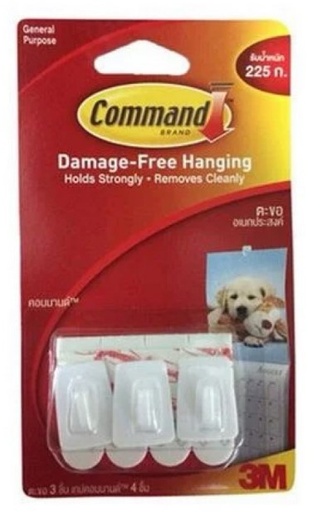 [1004577] ตะขอเอนกประสงค์&เทปกาว (17066) 3M 15941