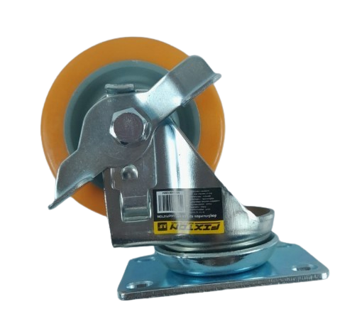 [1005418] ล้อยูริเทนเหลือง A21UBB 4" เบรค FIXTON+