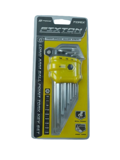 [1006205] ประแจหกเหลี่ยมทอร์คมิลยาว YJHK2553 9ตัว FIXTON+