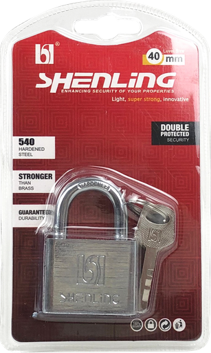 [1006829] แม่กุญแจเหลี่ยม หนาเงิน 40mm SHENLING=