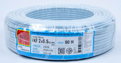 [1007000] สายไฟอ่อน IEC 52 VKF 2x0.5 90ม. เทา TUW