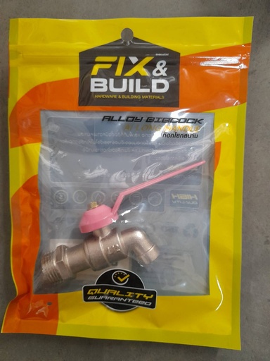 [1007680] ก๊อกโยกสนาม 1/2" แฟนซี ชมพู FIX&BUILD+