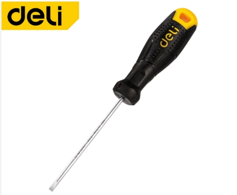 [1000601] ไขควงปากแบน SL6x38mm Cr-v EDL6260381 ด้ามธรรมดา DELI+