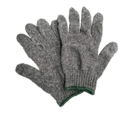 [1008032] ถุงมือผ้า ไม่ฟอก7ขีด สีเทา ขอบเขียว (1คู่)