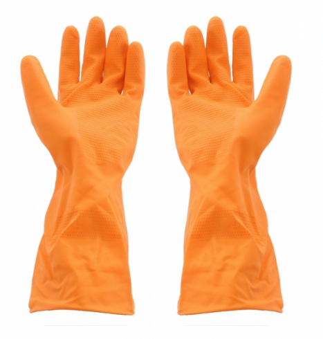 [1008643] ถุงมือยาง ไซส์ S สีส้ม ตราม้า