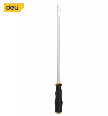 [1000617] ไขควงปากแบน 8x200mm Cr-v EDL6270081 ด้ามทะลุ DELI+